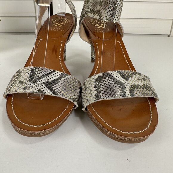 Vince Camuto Olinsa Pumps Gray Sparkle Snakeskin Print Ankle‎ Strap Shoe Size 8M - Picture 4 of 10